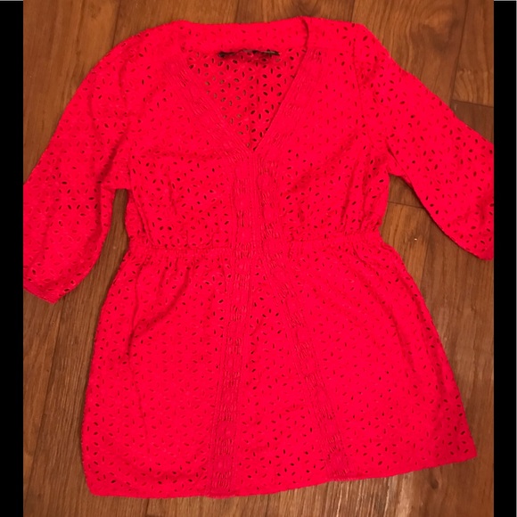 🌺 NWOT Cynthia Rowley Eyelet Tunic Cover Up - Picture 3 of 3